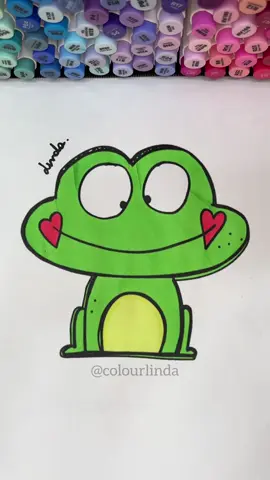 Cute frog 🐸❤️ #frog #animals #painting #markers #asmr #satisfyingvideo #relaxingvideos 