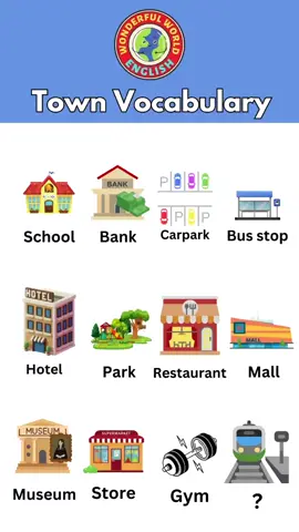 Essential Town Vocabulary Lesson Save for later! #English #ESL #viral #vocabulary #lesson #teacher #class #town #learning #language