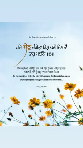 ਹਰਿ ਜੇਠੁ ਰੰਗੀਲਾ ਤਿਸੁ ਧਣੀ ਜਿਸ ਕੈ ਭਾਗੁ ਮਥੰਨਿ ॥੪॥ ਜਿਸ ਮਨੁੱਖ ਦੇ ਮੱਥੇ ਉੱਤੇ ਭਾਗ ਜਾਗੇ, ਉਸ ਨੂੰ ਜੇਠ ਮਹੀਨਾ ਸੁਹਾਵਣਾ ਲੱਗਦਾ ਹੈ, ਉਸੇ ਨੂੰ ਪ੍ਰਭੂ- ਮਾਲਕ ਮਿਲਦਾ ਹੈ॥੪॥ In the month of Jeth, the playful husband Lord meets her, upon whose forehead such good destiny is recorded.4. Sri Guru Granth Sahib Ji Ang 134 | @sikh_artistry  #sangrand #sangrandhukamnama #hukamnama #jethsangrand #satnamwaheguru #sikh_artistry #sangrand #satnamwaheguru #sikh_artistry #sikhi #sikhiquotes #sikhart #gurbaniwallpaper #gurbaniquotes #gurbanipage #gurbaniworld #gurbanivichar #gurunanak #gururamdasji #gurugranthsahibji #waheguru #satnamwaheguruji #satnamwaheguruੴ #goldentemple #darbarsahib #sridarbarsahib #chaarsahibzaade #srigurugobindsinghji #punjabiincanada #punjabinaustralia #punjabiinmelbourne #punjabiindubai #punjabiinbrisbane #punjabiinbrampton #sikhsincanada #sikhsinamerica #sikhsinaustralia #sikhsinpakistan #sikhtemple #indiansinkuwait #indiansincanada #indiansinlondon #indiansinaustralia #indiansindubai #indiansinuk #indiansinmelbourne #indiansinbrisbane #indiansinbrampton #sikhism #sangrandh #sangrandhukamnama #poh #maagh #jeth #jethsangrand 