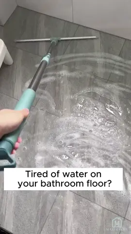 Say goodbye to bathroom puddles with this 3-in-1 water scraper! 💦✨ Soft rubber, 180° rotation, and extendable handle make cleaning a breeze! 🌀 #cleaninghacks #bathroom #home