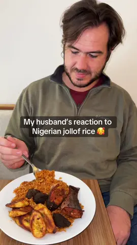 He loves it 😋❤️ #jollof #Foodie #marriedlife #couplegoals #mukbang 