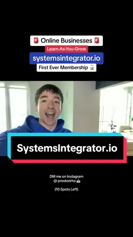 SystemsIntegrator.io Pre-Sale Now Available (10 Spots) - DM me on Instagram @ prestonrhodes ⭐️⭐️⭐️⭐️⭐️ #automation #onlinebusiness #businessowner #zapier #aicontent #gpt4o #operations 