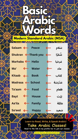 Basic Arabic Words Practice!   🎉 Exciting Announcement! 🎉 I am launching an online Arabic Language Academy:  “Step-by-Step Arabic Academy” I will be teaching Arabic from beginner to advanced Arabic. You will learn to read, write, and speak Arabic. ➡️ Go to the link in my bio, tap on the academy link, and sign up to be the first to know when we launch! 🌟 #arabiclearning #arabiclanguage #arabictiktok #learnarabic #arabic #learnarabicwithme #arabicphrases #arabicletters #tiktokarab #arabicwords #arab #LanguageLearning #learnlanguages #learnarabiclanguage #dailyarabic #arabiclanguage #stepbysteparabic #arabicprofessor #arabicteacher #arabictutor #arabictextbook #learntospeakarabic #learntowritearabic #learntoreadarabic #learnarabicculture #arabicebook #languagebook #learnlanguage #arabculture  #basicarabic #arabiciseasy 