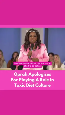 Over the weekend #oprah collaborated with WeightWatchers and hosted a three hour online special about diet culture and weight loss. During the program Oprah spoke about her history of internalised fatphobia and how over the years she used her platform to promote toxic diet culture.  “Through the magazine, through the talk show for 25 years, through online, I’ve been a major contributor to it [diet culture],” says Oprah. The livestream also featured a conversation between author, entrepreneur and body acceptance advocate @Katie Sturino and Weight Watchers CEO Sima Sistani. Weeks earlier Sturino called out the CEO for refusing to apologise for Weight Watchers’ years of fatphobia.  “What I can speak to is who we are now and who we are going to be moving forward and part of that is acknowledging the past,” said Sima Sistani during the program, “seeing and hearing your experience and that you had come away from our program with hurt and pain that’s not okay, it’s not okay for even one person to feel that way.”  Sistani said although this program “worked for so many people,” she understands “Weightwatchers led and contributed to diet culture.” “Many people who walked away feeling that it was their moral failing, that it was their own fault - to all of those people I say I’m sorry, that was not okay and we know better now ,” says Sistani, “biology is a big part of how people live in their bodies, it’s not just choice, it’s your genetics.” It’s important to note: back in February Oprah announced she would be leaving WeightWatchers after almost a decade on the board. Following this announcement Oprah confirmed she had been using weight loss drugs and even hosted a TV special dedicated to the medications.