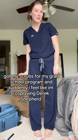 i feel so silly and so adult (even though ive been wearing pharmacy scrubs since i was 16) #greysanatomy #derekshepherd #audiologyschool #scrubs #figsscrubs 
