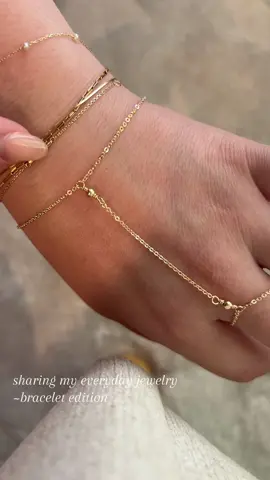 my everyday bracelet stack! never leaves my wrist🫶🏻 #jewelryinspo2023 #tarnishfreejewelry #fashiontiktok 