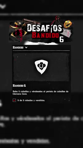 🤠🐎 Desafío de Bandido 6 🐎🤠   Objetivo: Roba 5 caballos y véndeselos al perista de caballos en Clemens Cove.   Recompensa o desbloqueo: 💯 EXP de Dead Eye, 💰1️⃣5️⃣. #reddeadredemption2 #reddeadredemption #arthurmorgan #jhonmarston