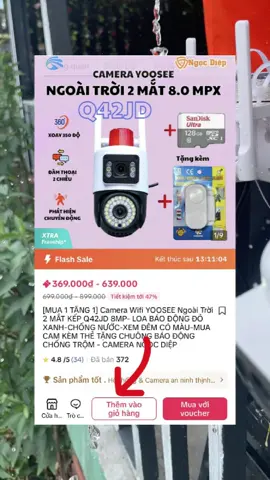 Camera 2 Mắt góc rộng và nét hơn 8.0Mpx còn được tích hợp thêm đèn cảnh báo!! #camera #camera2mat #camerawifi #cameraanninh