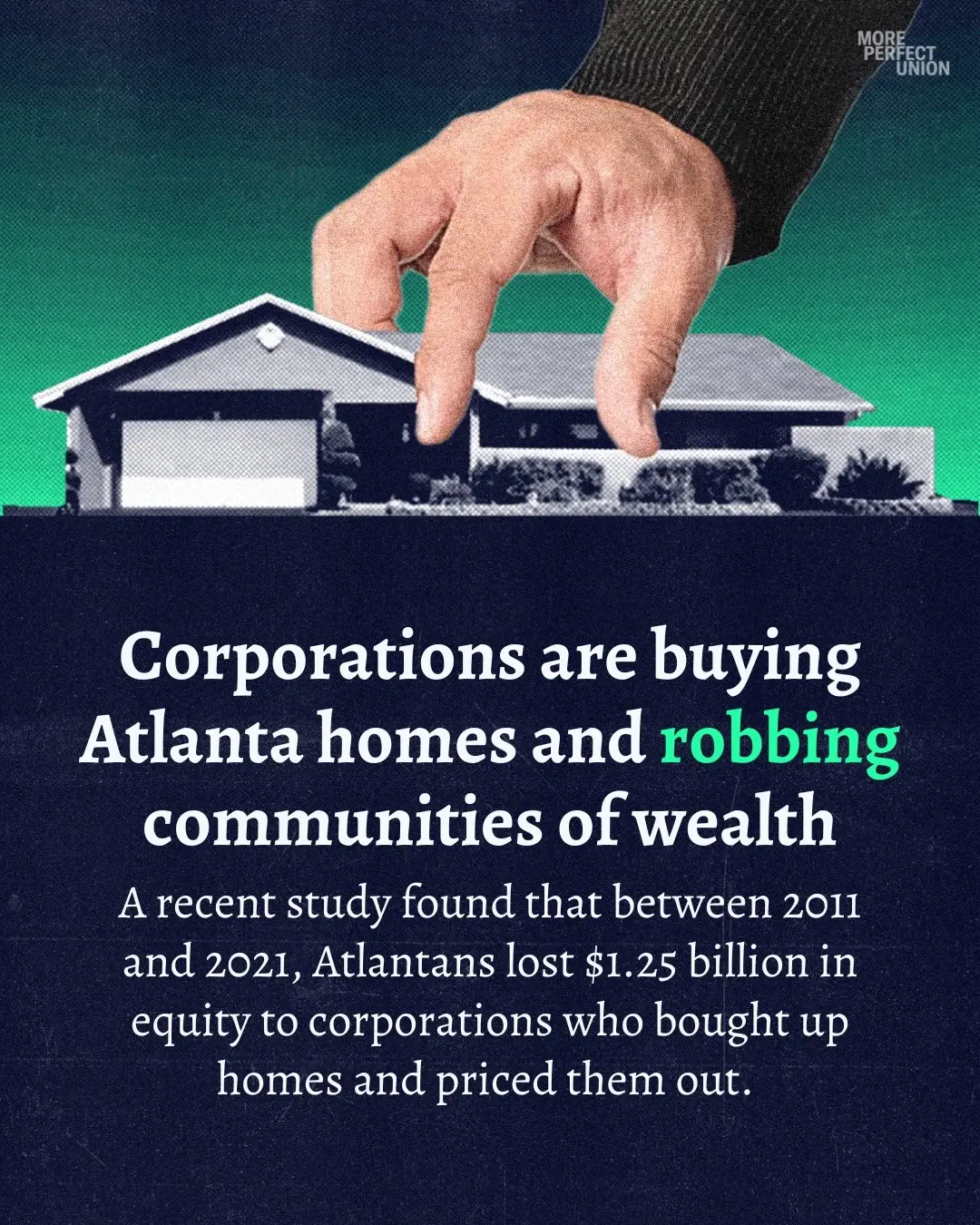By buying single-family homes and pricing working-class families out, corporations are denying those families the chance to build wealth through home equity. Three corporations own roughly 11% of the single-family homes for rent in Georgia. #labormovement #labor #workersrights #union #housing 