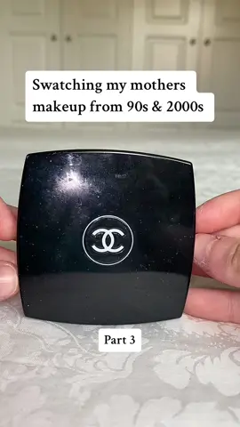 Swatching my mothers makeup from 1988 - 2010. ❤️ This time with a channel eye shadow combo.  #chanel #chanelmakeup #eyeshadow #vintage #vintagemakeup #1980s  #1980makeup #1990s #1990makeup #2000s #2000sthrowback #2000makeuptrend #viral #makeup #makeuptutorial #unboxing #glitter 