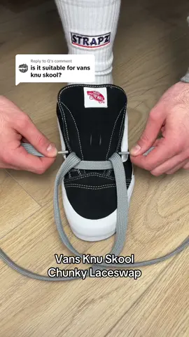 Replying to @Q Comment what sneaker you want to see with extra wide laces next! 👀⬇️ #vans #vansoffthewall #vansknuskool #knuskool #newskool #lacingtutorial #laceswap #strapzlaces #chunkylaces #customsneakers #strapzaglets #shoelaces #sneakerlaces #sneakers #shoelacestyle #asmr