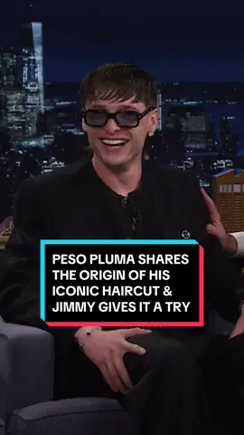 @Peso Pluma shares the origin of his iconic haircut and Jimmy gives it a try! #FallonTonight #TonightShow #PesoPluma #LADURANGO #Exodo #JimmyFallon 