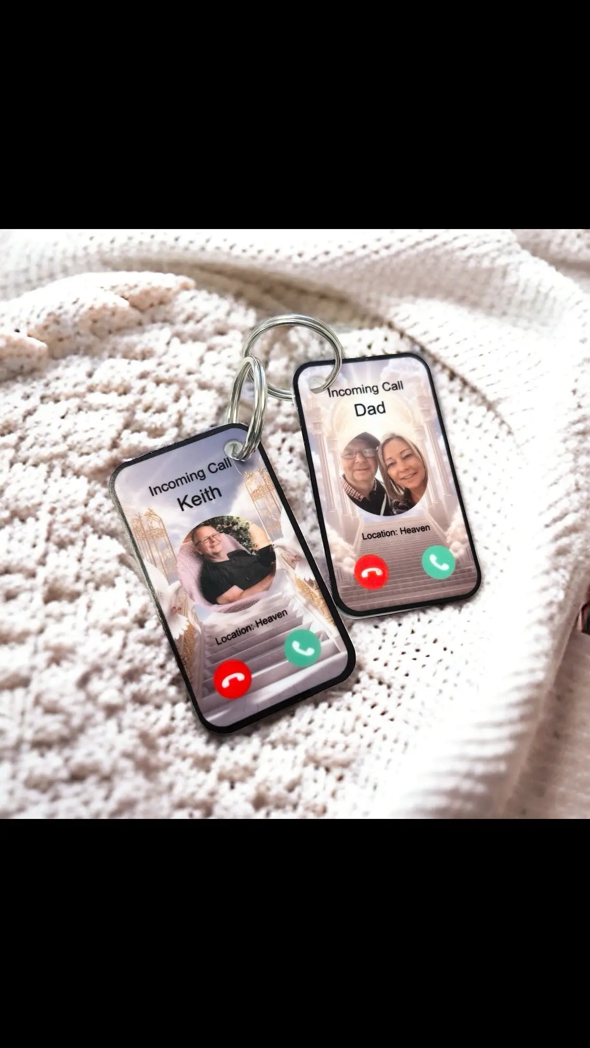 A Phone Call From Heaven Keyring🤍🕊️ If only Heaven had a phone 🥹 A unique way to stay connected with your loved ones who have passed on,Carry the love of your angel with you always. #fyp #custom #personalised #heavenkeyring #grief #customkeyring #personalisedheavenkeyring 