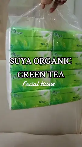 suya organic green tea facial tissue. 8pcs. 480sheets per pack. 4ply #facialtissue #organictissue #fyp #foryoupage