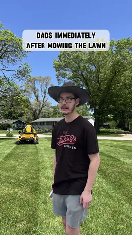 Dads Immediately After Mowing #mowing #dadlife #dadmoves #dadbod #lawncare #grass #lawnstripes #memes #its5oclocksomewhere #poormesomethingtallandstrong #MemeCut #Meme  