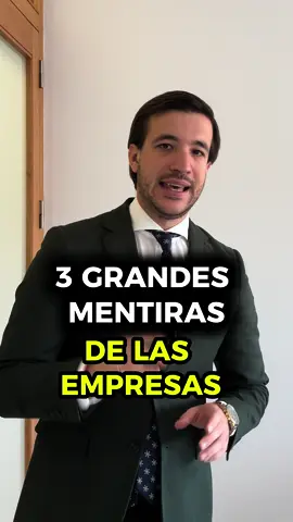 💥 LAS 3 GRANDES MENTIRAS DE LAS EMPRESAS ➡️ En este vídeo te cuento las 3 grandes mentiras de las empresas a sus trabajadores. Es importante que lo veas completo.  #empresa #trabajo #laboral #laboralista #legal 