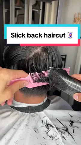 Slick back haircut 💈 Link in bio to book your appointment❗️  Today, I created a slickback haircut video featuring a low taper. This popular hairstyle showcases the sleek slickback look complemented by a subtle taper. The low taper technique is perfect for those seeking a refined, stylish haircut. Check out the video for tips on achieving the perfect slickback hairstyle with a low fade effect.