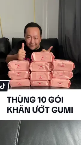 Thùng 10 gói khăn ướt Gumi, có thể dùng cho em bé, review xong rồi ghiền xài 4-5 tháng nay rất ưng. #chucareviewkhongbooking #chuca #chucareview #khanuotgumi #thung10goi #gumi 