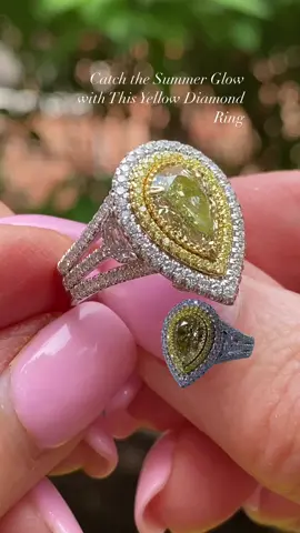 This 2.08 Carat Pear Diamond Engagement Ring radiates warmth and brilliance, making it ideal for those sunny summer days. #engagementring #timelessbeauty #peardiamond #pearengagementring #engagementringinspo #engagementringideas #yellowdiamond #loveisforever #happinesseverymoment #jewelrylovers #usjewelryfactory 