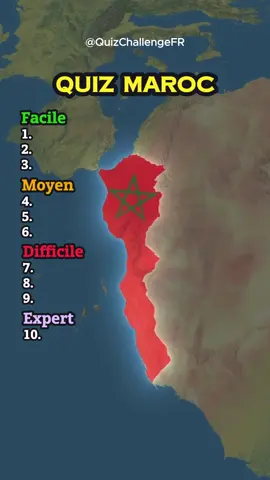 Tu connais vraiment le Maroc si t'as au moins 9/10 à ce quiz ! Écris ton score en commentaire #Quiz #apprendresurtiktok #culturegenerale #maroc #quizmaroc #quizpays #geographie #QuizChallengeFR 