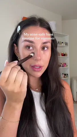 this is the only base routine you need if you’re someone that constantly feels like your makeup in the summer is breaking you out ✌🏼 using: @Tower 28 Beauty @Saie @Haus Labs by Lady Gaga @NARS Cosmetics @Rare Beauty @Hourglass Cosmetics @Kosas  #acnesafemakeup #acnemakeup #baseroutine #makeupbasetutorial #makeupforacne #acnesafe #makeuptutorial #acneproneskin #makeuphacks #summermakeup #summerskin 