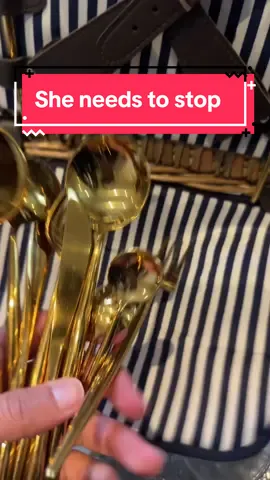 She thinks shes royalty now 😒 #TikTokShop #ttshop #bridgerton #netflix #kitchen #gold #cutlery 