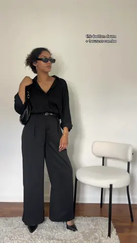 Name a better combo! These trousers are life & 🔗ed! 🤍 #trousersoutfit #trouserstyles #buttondown #dressyoutfit #classystyle #bigenergy #girlsgirl 