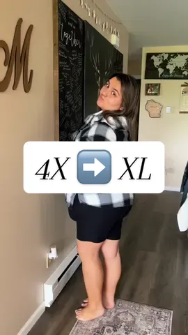 I have been saving this in the back of my closet and finally got the courage to put it back on 😰 This is a 4X! 🫣 Looking back on my progress so far sometimes makes me frustrated. I was my heaviest weight around our wedding. 🥲 Between not being able to fit into the cute bridal outfits, and even not fitting my wedding dress correctly, everything proved to be so difficult. I am grateful that I have followed a healthier path and gotten my body into better shape. While I do wish that I had done this sooner, I do believe I have always lived my life being fully me regardless of what the scale said. 🤪 Holding onto some of these old items and being able to see how much bigger they are on me now really is a motivator to keep going and to keep the weight off.  💪🏼 I still absolutely do not like this pattern on me 😅 Also, please don’t mind me shopping all the time. I am finally out of weight where I actually fit into the cute clothes that I wish I could’ve fit into for the last few years.  🥹 ##weightlosstransformation##weightlosscheck##weightloss##weightlossclothes##clothesafterweightloss##myclothesfitbetter