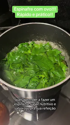 Quer aprender a fazer um espinafre super nutritivo e saboroso? É super rapido de fazer…vem comigo. Numa panela coloca o espinafre, ferve ele com agua por uns 5 min.  Escorre a agua, espreme toda a agua q tiver.  Corta em pedaços e numa tigela acrescente 3 ovos, sal, pimenta e os temperos q vc preferir.  Numa frigideira com um fio de azeite, esparrame a massa e espere dourar nos dois lados.  E ta pronto o nosso espinafre… super nutritivo e saboroso.  Faça e me conta depois o q vc achou!!! #espinafre #ovo #refeicao #nutritivo #saboroso 