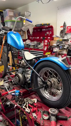 Color for the ironhead chopper. #motorcycle #bikelife #harleydavidson #fyp #chopperlife #vintageharley #biketok #choppershit #foryou #builtnotbought #bikebuild #sportster #biker #shovelhead #panhead #custom 