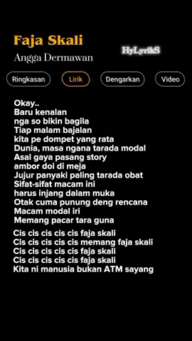 Lirik Lagu Faja Skali-Angga Dermawan Part 307 🎶 #lyrics #liriklagu #liriktrending  #laguviraltiktok #lagukane  #musically #musichits #hylyriks  #anggadermawan #fajaskali 