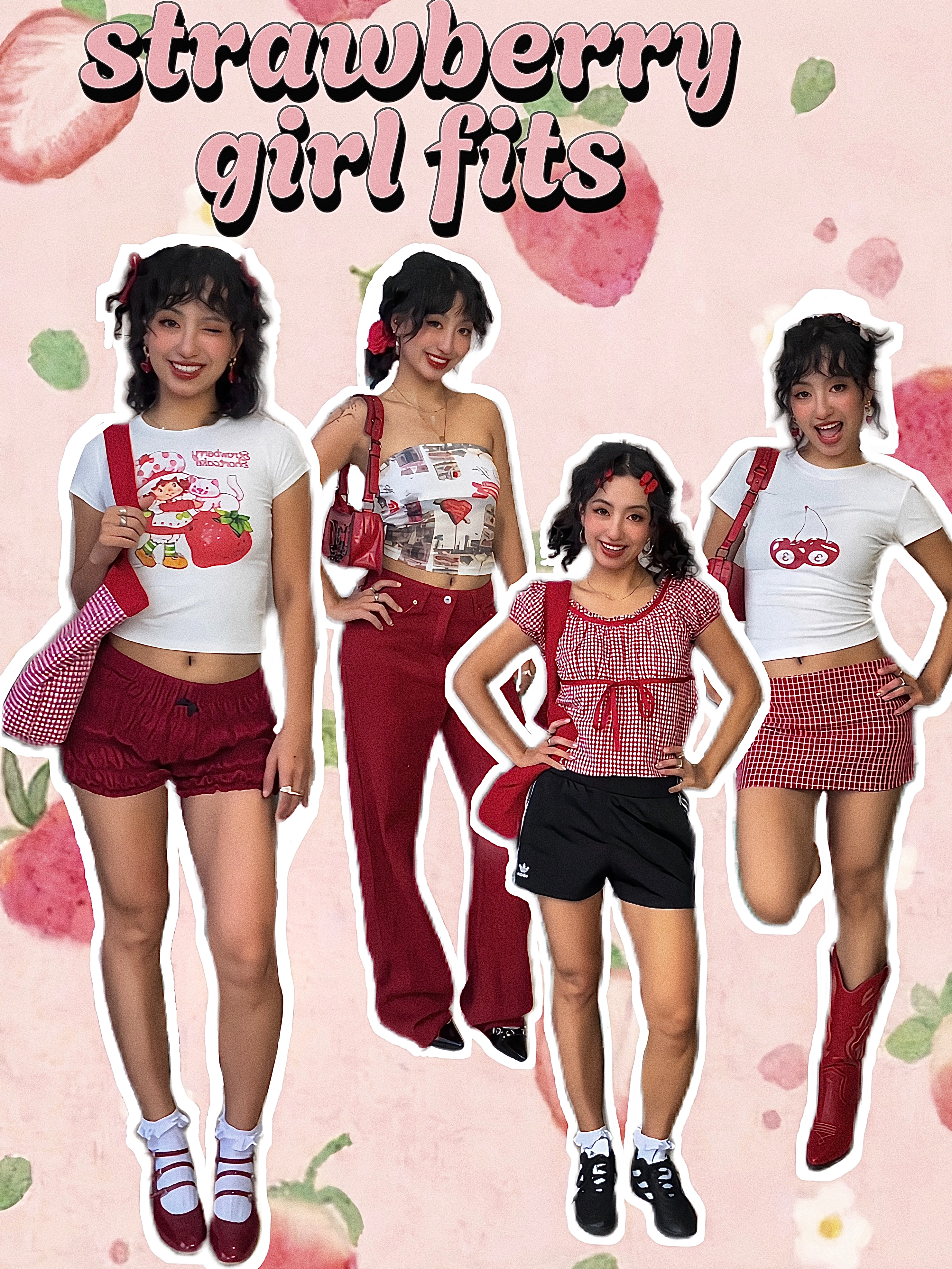 when I #talk to you oh~Cupid walks right through🍓🧺 - #fyp #redfit #outfit inspo ootd #strawberrygirl #gingham
