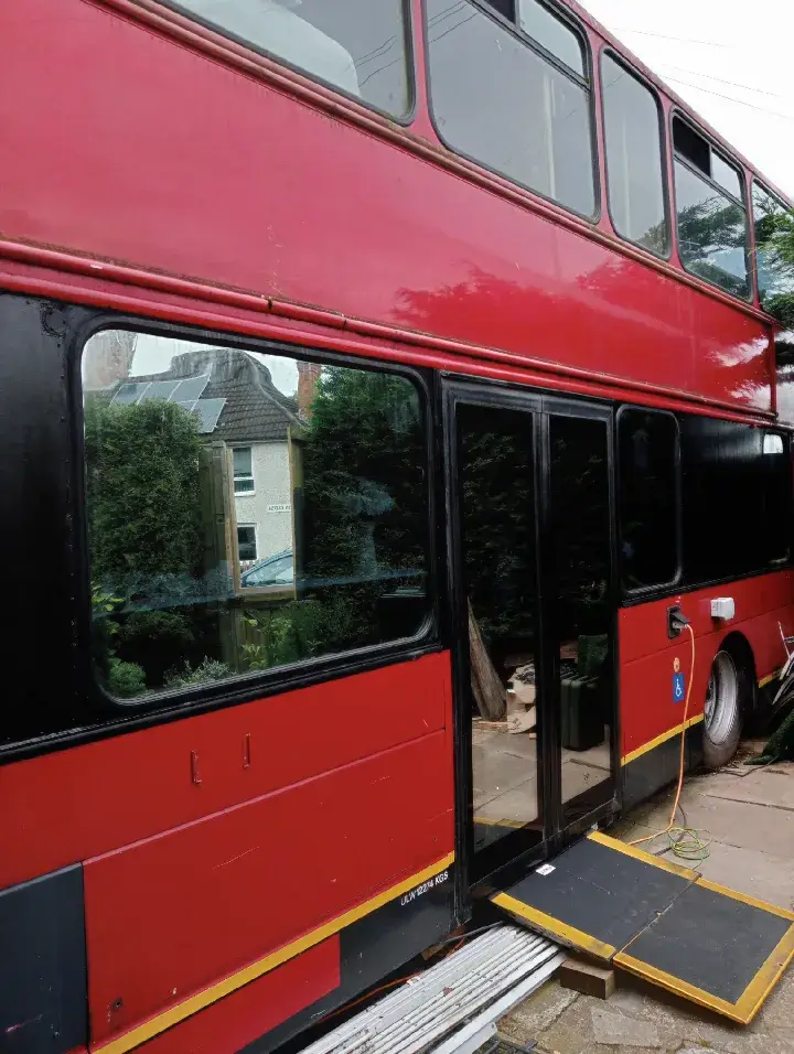 I Got a #London #Double -decker #Bus . and am going to convert it to a #motorhome . #suchfun #schoolies #tinyhomeonwheels #tinyhouse #fyp 