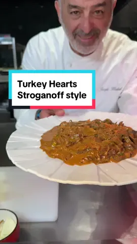 Would you eat this? 🤯Ragu Turkey Hearts Stroganoff Style 🤤 Ingredients: - 4 garlic - 1 1/2 onions - 70 gr of butter - 3 sprigs of thyme - 1 tablespoon of tomato paste - 1/2 spoon of mustard - 8 pieces of turkey hearts - 70 ml red wine - 200 ml cooking cream - 4 small pickles - 4 tomatoes fillets - 1 1/2 chopped parsley - Salt and pepper to taste - Optional 2 spoons of cognac (add at the same time as the wine) Process: 1. Cut the hearts in half, remove the fat part, then clean them inside with a paper towel and let them clean* in salt water for 15 minutes. 2. Saute the finely sliced ​​onion in butter, then add the minced garlic and saute a little more. Add the thyme sprigs and saute a little more. 3. Dab the hearts well with kitchen towels, then slice them. 4. Saute until dark brown, about 4-5 minutes. 5. Add tomato paste, cook while stirring, then season with salt and pepper. 6. Continue to cook and stir some more, then add the mustard, incorporate. 7. Add the pickled cucumbers and sliced ​​tomatoes, very thinly, then mix. 8. Sprinkle the parsley, mix again and it's ready to serve. Good appetite! TIPS: *just the tomato pulp, without the seeded middle **leaving the hearts in salt water cleans any impurities. 🇷🇴👇 Ingrediente: - 4 usturoi - 1 1/2 ceapă  - 70 gr unt - 3 fire de cimbru  - 1 lingură pastă de roșii - 1/2 lingură mustard  - 8 bucăți inimi de curcan  - 70 ml vin roșu - 200 ml smântână pentru gătit  - 4 castraveți murați mici  - 4 roșii file - 1 1/2 pătrunjel tocat  - Sare și piper după gust  - Opțional 2 linguri de coniac (se adaugă deodată cu vinul)  Proces:  1. Tăiați inimile pe jumătate, îndepărtați partea cu grăsime, apoi curățați-le în interior cu un server de hârtie și lăsați-le să se curețe* în apă cu sare pentru 15 minute.  2. Căliți puțin ceapa feliată fin în unt, apoi puneți usturoiul pisat și mai căliți încă puțin. Adăugați firele de cimbru și mai căliți puțin.  3. Scurgeți bine inimile în niște prosoape de bucătărie, iar apoi feliați-le. 4. Căliți până când devin maro închis, aproximativ 4-5 minute.  5. Puneți pastă de roșii, gătiți puțin în timp ce amestecați, apoi asezonați cu sare și piper.  6. Continuați să gătiți și să amestecați încă puțin, apoi puneți muștarul, încorporați. 7. Adăugați castraveții murați și roșiile feliate foarte subțiri, apoi amestecați. 8. Presărați pătrunjelul, amestecați din nou și este gata de servire. Poftă bună!  TIPS: *doar pulpa de roșie, fără mijlocul cu semințe  **lăsând inimile în apă cu sare, se curăță orice impurități. #recipes_by_joseph_hadad 