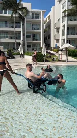 A new way of getting into a pool without a pool lift 