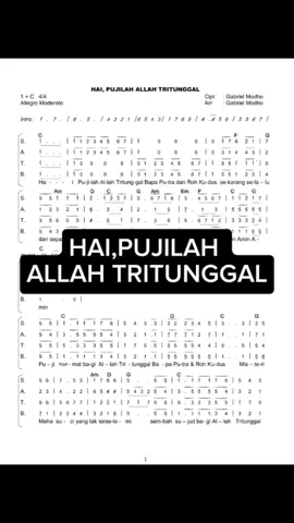 HAI, PUJILAH ALLAH TRITUNGGAL Cipt/Arr : Gabriel Modho HARI RAYA TRITUNGGAL MAHA KUDUS #lagukomuni #yesuskristus #katolikagamaku #partiturkoor #fypシ゚viral #fyp #teks_koor_misa #katolik #hariraya #misaraya #choir #allahbapa #allahputra #rohkudus 