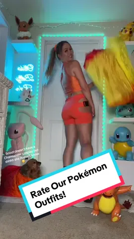 Rate our Pokémon outifts! (We don’t talk about Scout’s Charmander costume - or lack thereof 🤫) #pokemon #pokemonfashion #nerdgirl #geekfashion #pokemongirl 
