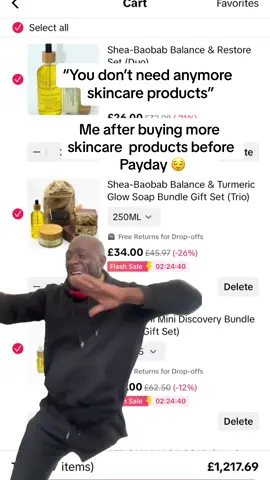 Me after buying more skincare on TikTok Shop before Pay Day 🤦🏾‍♀️🫣🥴🫨🙃😅😂 #naturalskincare #skincare #beauty #tiktokshop #tiktokmademebuyit #MemeCut #Meme 