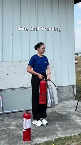 How to use a Fire Drill Extinguisher? P A S S PULL the pin in the handle. AIM to nozzle at the base of the fire. SQUEEZ the lever slowly. SWEEP from side to side. #firedrilltraining  #omniaviation  #batch2421  #ljdns