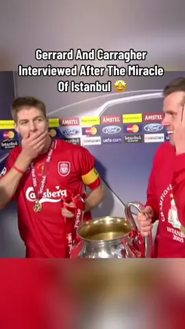 One of the greatest post match interviews 😅 Gerrard was only 24 here 😳 #Liverpool #ChampionsLeague #2005 #fyp #foryou #gerrard #carragher #istanbul #viral 