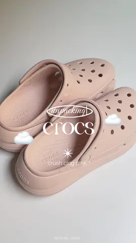 hi hi 🍀💖unpacking ✂️—— crocs crush clog 🔆🍎☁️สีชมพูคือคิ้วทึมากกก ‎૮^ྀིᱹ⺣̫ᱹ♡১⠀ #unpack #crocs #crocscrushclog #รองเท้าหัวโต #รองเท้าเสริมส้น 