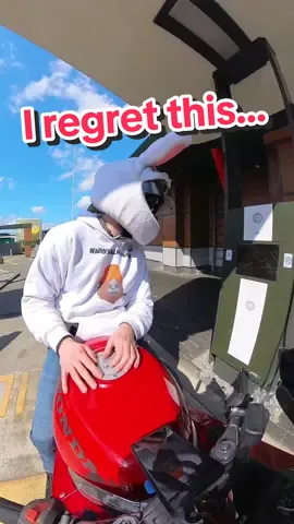 Never ever gonna do this again! No soda next time🥴🐰 #bikelover #bikers #bikers #honda #motorcycle #drivethrough #macdonalds #funny #comedy #fyp 