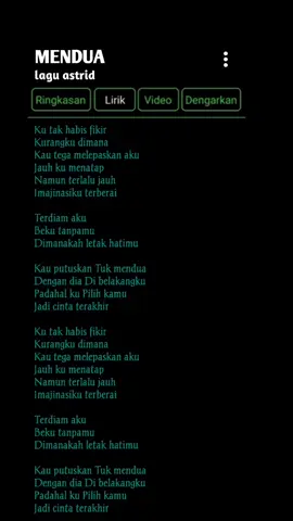 Astrid - mendua #astrid #mendua #lagulawas #lagupopuler #laguviral #lagu80an90an #fypシ゚viral #lagugalau #musictiktok #semogafyp #lirikgoogle #storywa #storytime #lagudenganlirik #liriklagu #laguviraltiktok #lagutrending #lagupop 
