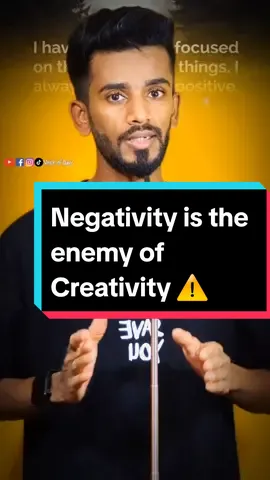 Negativity is the enemy of creativity.⚠️ . . . . . #Motivation #voiceofraaz #trending #tamil #reels #status #vibes #viral #views #viralreel #fyp #india #srilanka #malaysia #mindset #think #different #respect #boys #whatsappstatus #knowledge 