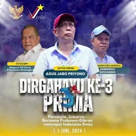 Menuju HUT ke-3 Partai Rakyat Adil Makmur (PRIMA). Pancasila, Sukarno: Bersama Prabowo Gibran Mencapai Indonesia Emas. 