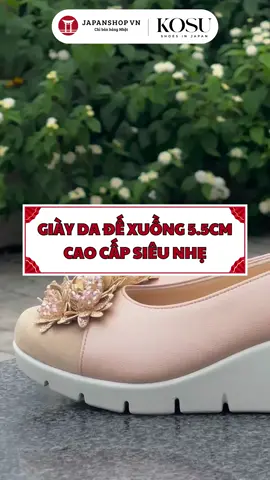 Giày da đế xuồng 5,5cm cao cấp siêu nhẹ, giày công sở trung niên chống thấm nước #japanshop #kosu #giayda #giaycongso #giaynu 