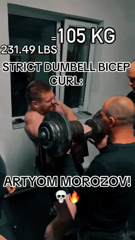 Artyom Morozov bicep curling 105 KG with one arm! Absurd amount of strength! 💀🔥 #armwrestling #armwrestler #armfighting #biceps #bicepcurl #dumbellworkout #artyommorozov #morozov #viral #foryoupage #foryou #fyp 