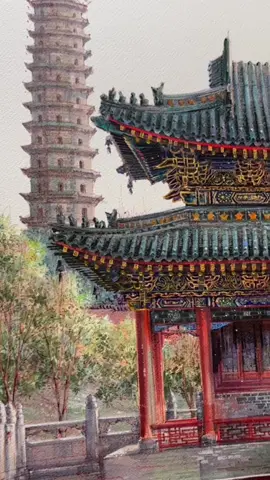 Shuangta Temple… #handdrawing #handpainting #ancientarchitecture 