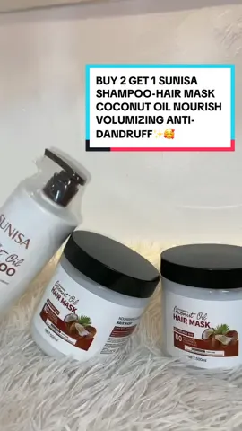 Buy 2 take 1 sunisa shampoo & hair mask 3*500ml with coconut oil repeirs damage hair anti-frizz🤩🥰#sunisashampooconditioner 