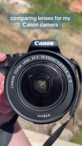 Comparing Canon camera lenses for my Canon Rebel T7! I am comparing my 18-55 mm and my EF 75-300 mm Canon lenses at Red Rock Canyon in Las Vegas.  It was a tad difficult to get a super clear video looking thru the lense while I was zooming in 😂 it was a balancing act for sure holding my phone and steadying the camera in one hand while zooming in with the other  Canon EOS Rebel T7 Canon T7 lenses  #canoncamera #canonrebelt7 #canont7lenses #photography #wildlifephotography #canonphotography #canon 